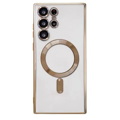 Capa Magsafe com Proteção na Lente para o Samsung Galaxy S23 Ultra - Cor: Dourado