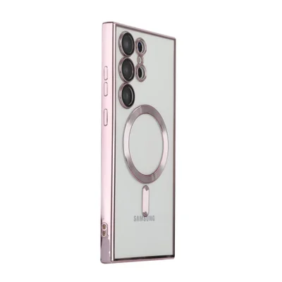 Capa Magsafe com Proteção na Lente para o Samsung Galaxy S23 Ultra - Cor: Rosé