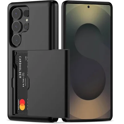 Capa Carteira com Compartimento Espaço para Guardar Cartão de Crédito para o Samsung Galaxy S23 Ultra - Cor: Preto