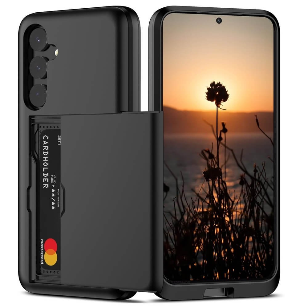 Capa Carteira com Compartimento Espaço para Guardar Cartão de Crédito para o Samsung Galaxy S24 - Cor: Preto