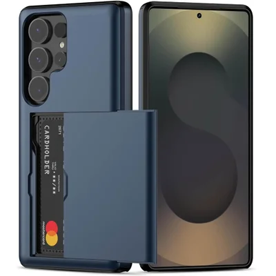 Capa Carteira com Compartimento Espaço para Guardar Cartão de Crédito para o Samsung Galaxy S24 Ultra - Cor: Azul