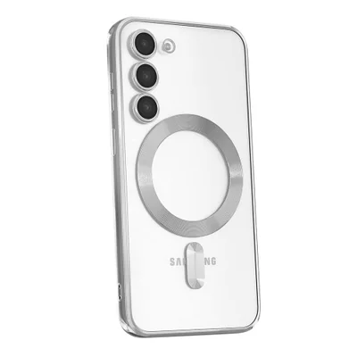 Capa Magsafe com Proteção na Lente para o Samsung Galaxy S25 Plus - Cor: Prata