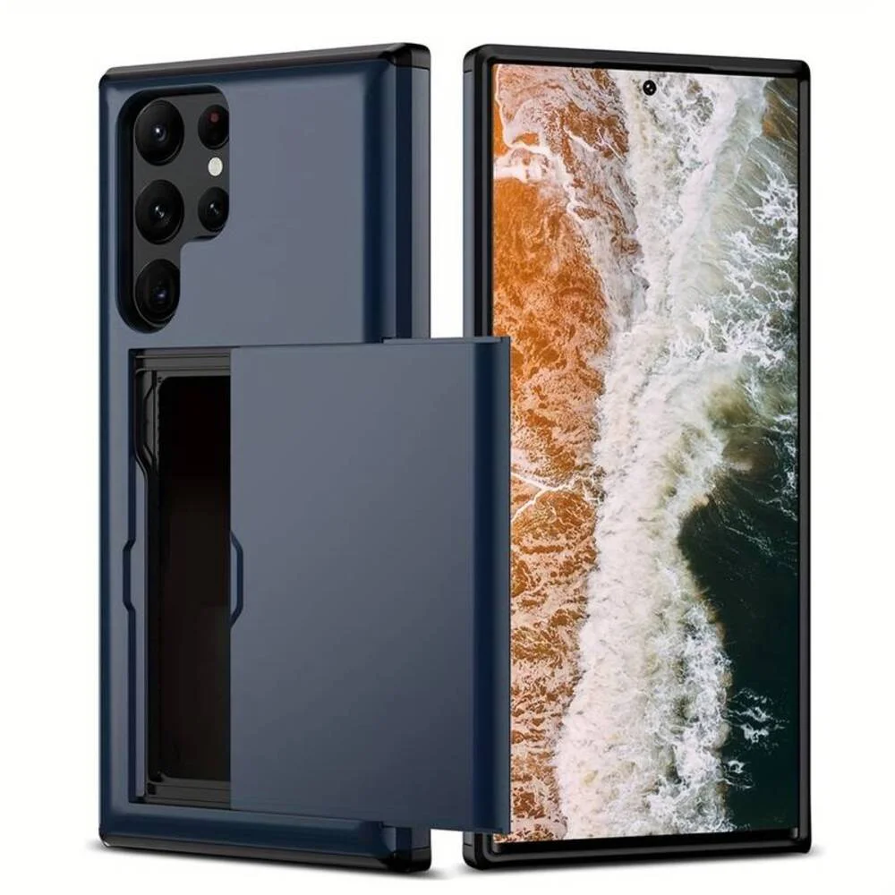 Imagem 4 de 5 do produto Capa Carteira com Compartimento Espaço para Guardar Cartão de Crédito para o Samsung Galaxy S23 Ultra - Cor: Azul