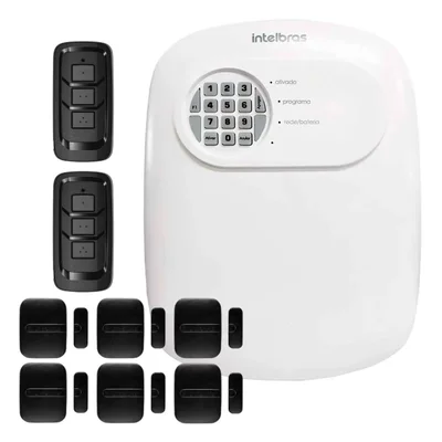 Kit Central De Alarme Anm 24 Net Intelbras 6 Sensores De Portas Janelas Xas Smart Black, 2 Controles