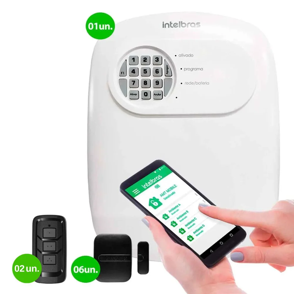Imagem 4 de 5 do produto Kit Central De Alarme Anm 24 Net Intelbras 6 Sensores De Portas Janelas Xas Smart Black, 2 Controles