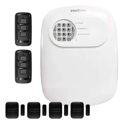 Kit Central De Alarme Anm 24 Net Intelbras Com 4 Sensor Janelas Xas Smart Black, 2 Controles