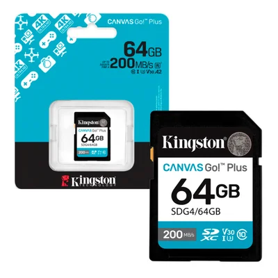 Cartão De Memoria  64gb Sd 200mbs 160mb/s Canvas Go Plus Sdg4/64gb Kingston