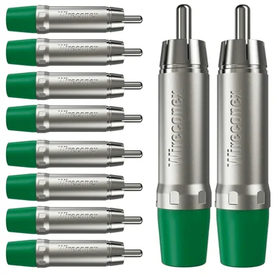 Plug Rca Macho Nickel Plt Wc 1212 Ml Gr Ni Verde Wireconex 10 Unidades