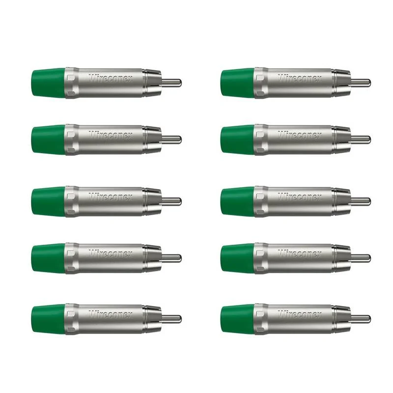 Imagem 3 de 5 do produto Plug Rca Macho Nickel Plt Wc 1212 Ml Gr Ni Verde Wireconex 10 Unidades
