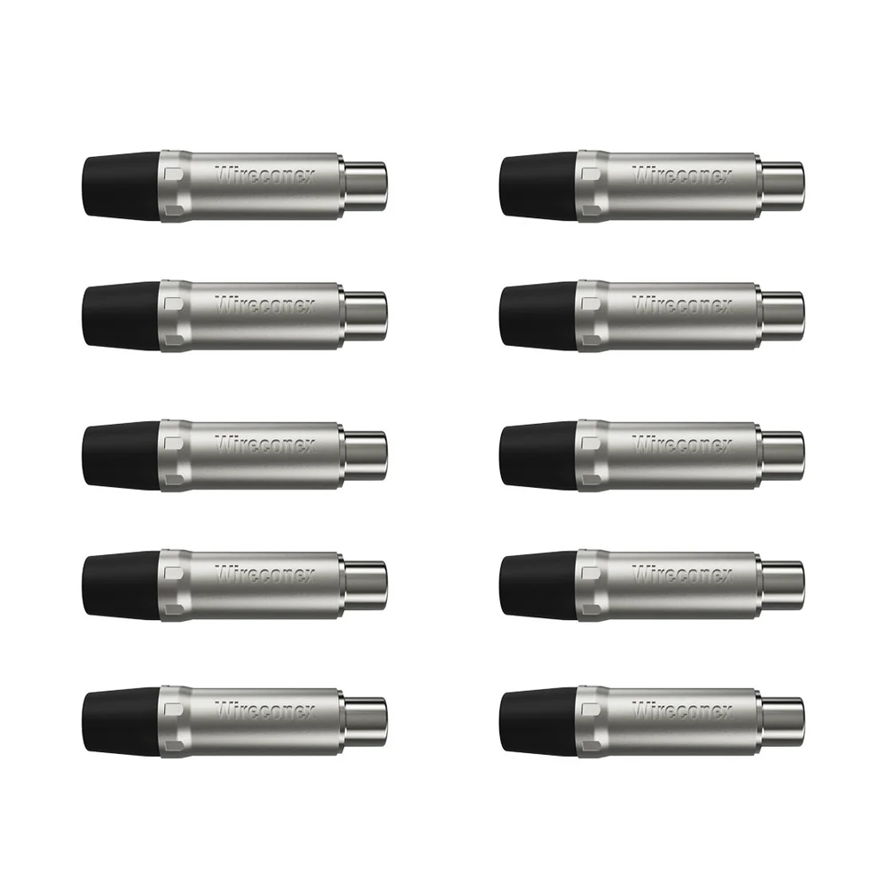Imagem 2 de 5 do produto Plug Rca Fêmea Nickel Plt Wc 1222 Fl Bk Ni Wireconex 10 Unidades