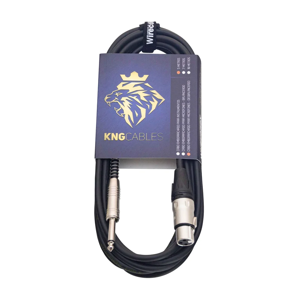 Imagem 2 de 3 do produto Cabo Para Microfone Desbalanceado Xlr P10 5 Metros Mcd-05 Kng Wireconex