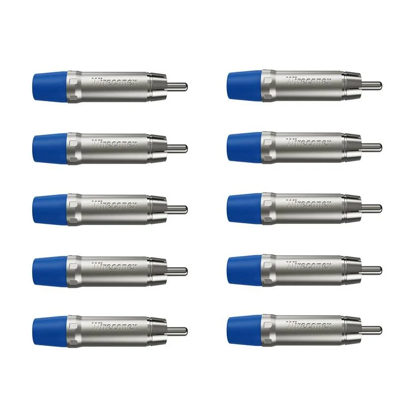 Imagem 3 de 5 do produto Plug Rca Macho Nickel Plt Wc 1212 Ml Bl Ni Azul Wireconex 10 Unidades
