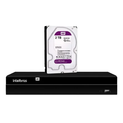 Nvr Nvd 1408 P 4k Ultra Hd Intelbras Gravador Vídeo Via Rede Ip Com Tecnologia Poe + Hd 2TB Purple