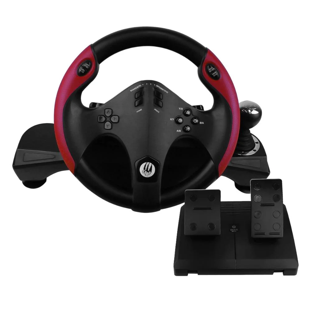 Volante Simulador Gamer, Dupla Vibração, Câmbio, Pedais, Usb, Sensibilidade Ajustável