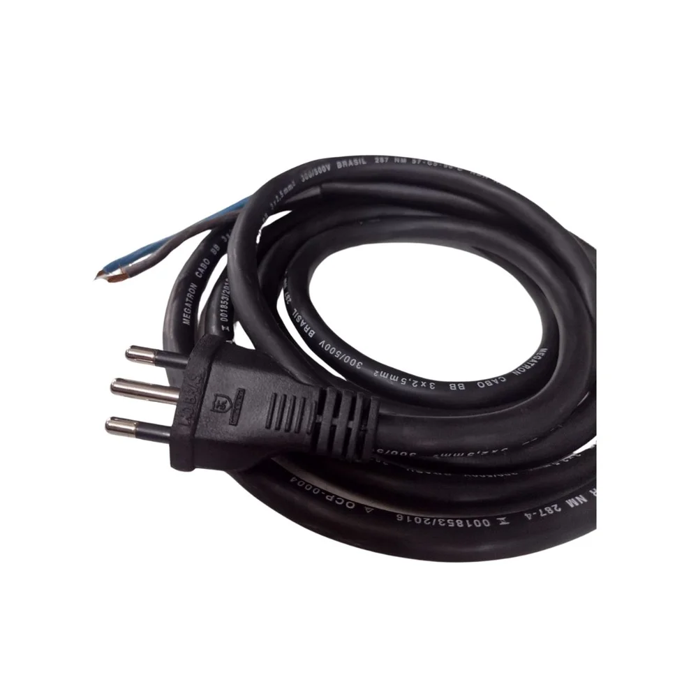 Imagem 2 de 5 do produto Cabo De Força Rabicho 3x1,50mm 16a 5m Resistência  Segurança
