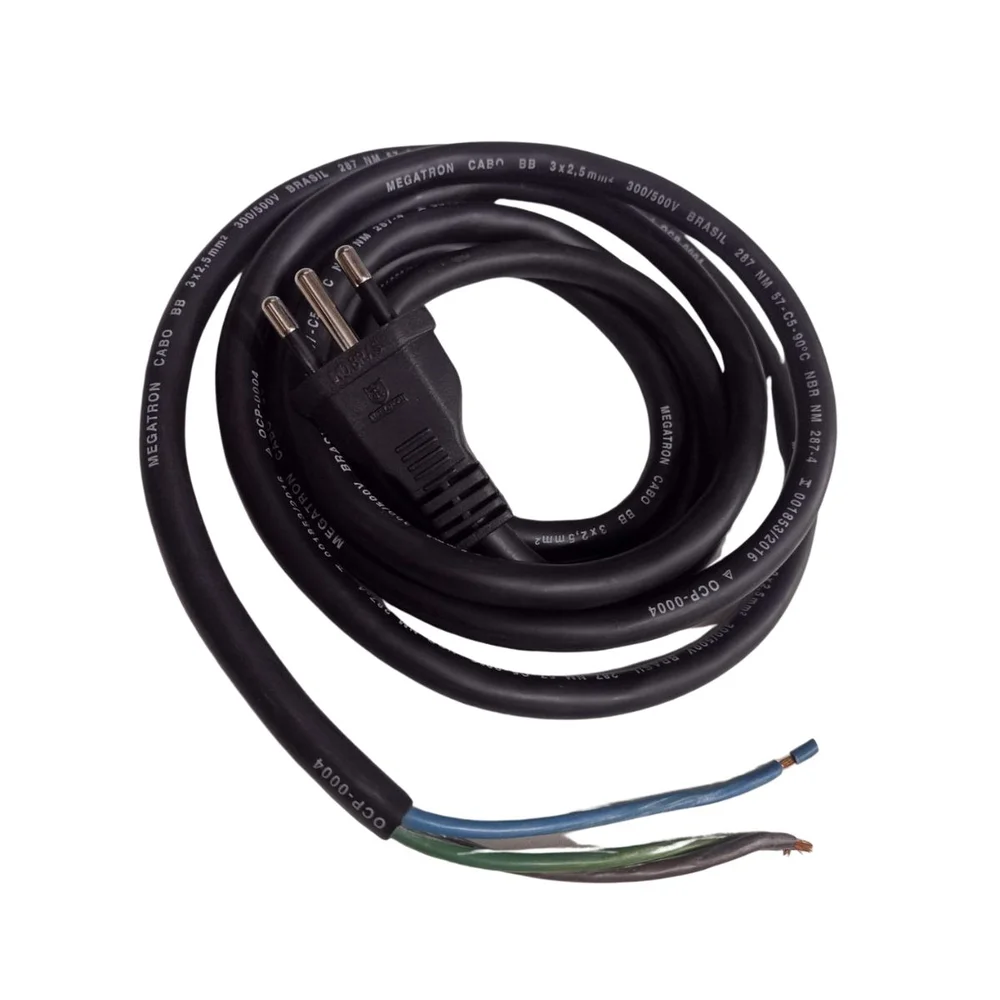Imagem 4 de 5 do produto Cabo De Força Rabicho 3x1,50mm 16a 5m Resistência  Segurança