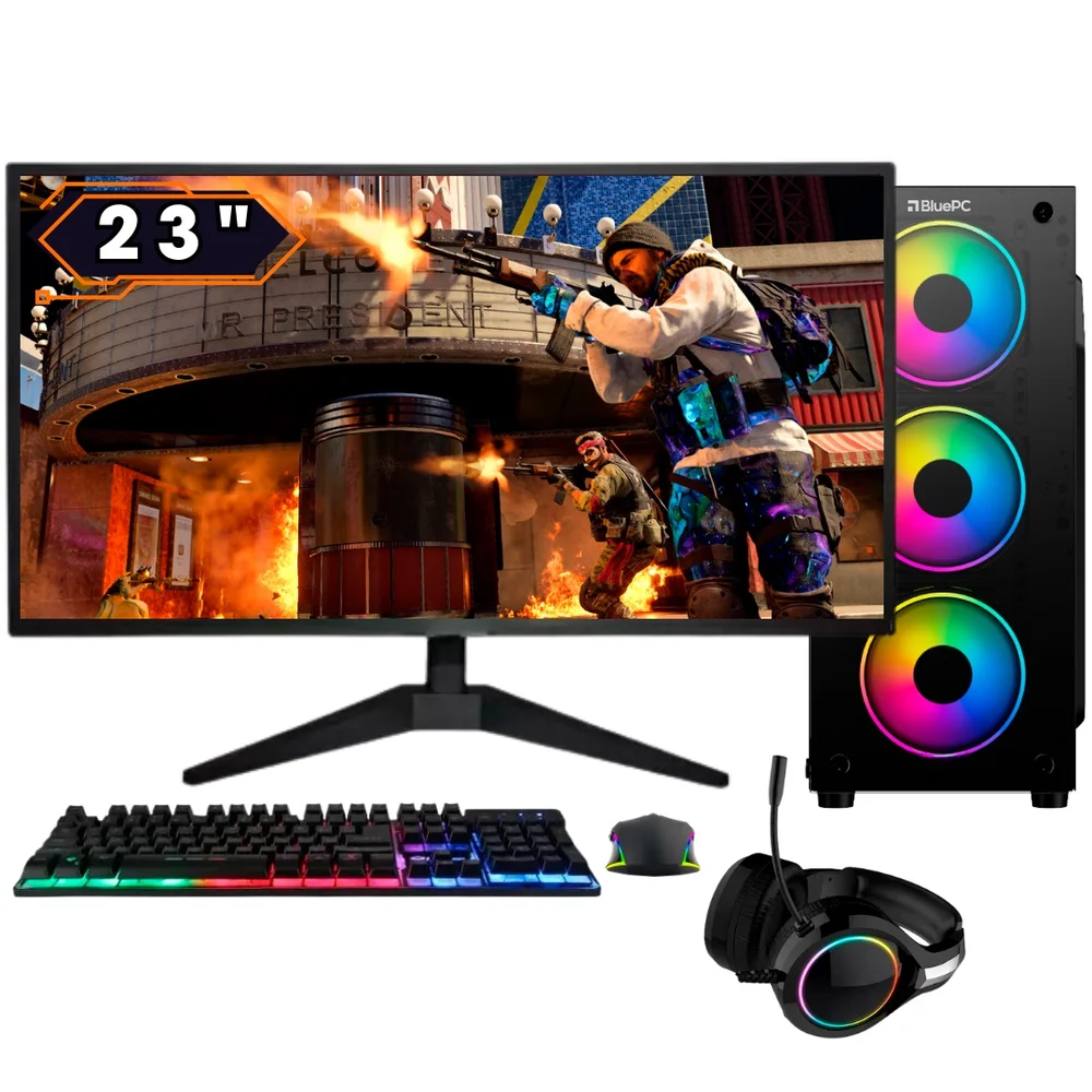 PC Gamer Completo Balão.info Fire - Amd Ryzen 5 5600gt, 32gb Ddr4, Radeon Vega, SSD 1TB, Fonte 500w, Monitor 23" Full Hd 75hz - Pg2e-1034fi
