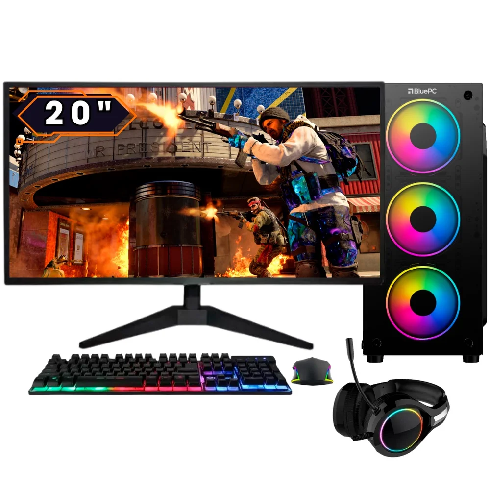PC Gamer Completo Balão.info Fire - Amd Ryzen 7 5700g, 32gb Ddr4, Radeon Vega, SSD 1TB, Fonte 500w, Monitor 20" 75hz - Pg2e-1029fi