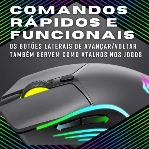 Imagem 5 de 5 do produto Mouse Gamer Havit Ms1029 - 7200dpi - Iluminação RGB - Conexão Usb - Hvms-ms1029-bk