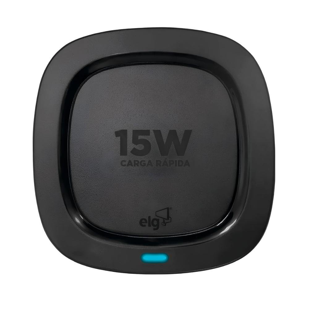 Carregador De Mesa Sem Fio Wireless Por Indução, 15w, Carga Rápida, Compatível Qi, Antiderrapante, Preto, Wq15bk, Elg