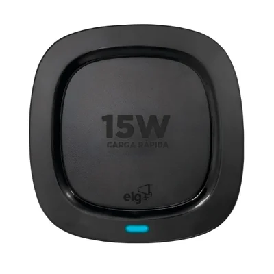 Carregador De Mesa Sem Fio Wireless Por Indução, 15w, Carga Rápida, Compatível Qi, Antiderrapante, Preto, Wq15bk, Elg