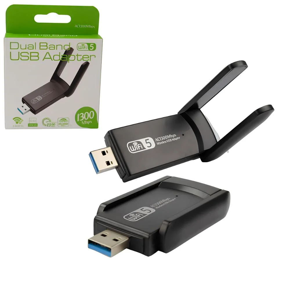 Imagem 2 de 2 do produto Usb Adaptador Wi-fi - Ac1300 - Usb 3.0 - Dual Band 2.4ghz E 5ghz - Antena Externa - Ad0639