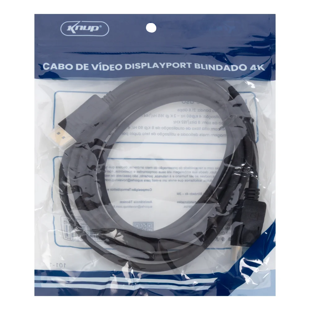 Imagem 3 de 4 do produto Cabo De Vídeo Displayport Blindado 4k 3m