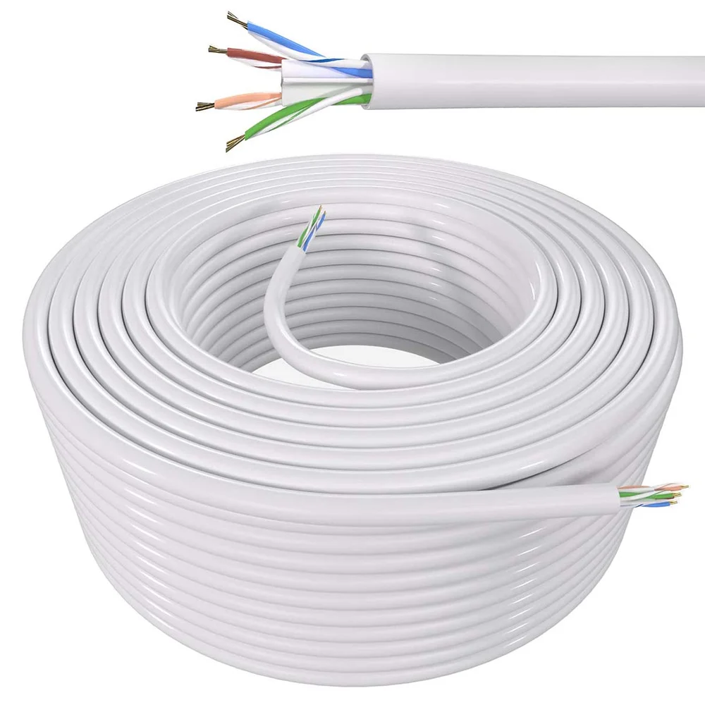 Cabo De Rede Cat6 Cobre Utp 4 Pares Branco 100 Metros Giga Cabo De Rede Cat6 Cobre Utp 4 Pares Branco 100 Metros Giga