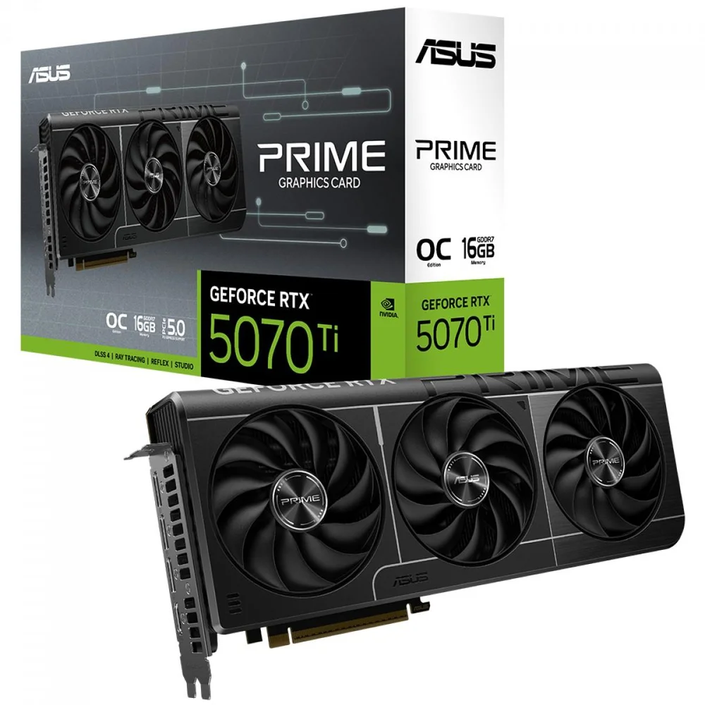 Placa De Vídeo Asus Prime Nvidia Geforce RTX 5070 Ti Oc Edition, 16gb, Gddr7, Dlss, Ray Tracing, Prime-RTX5070ti-o16g