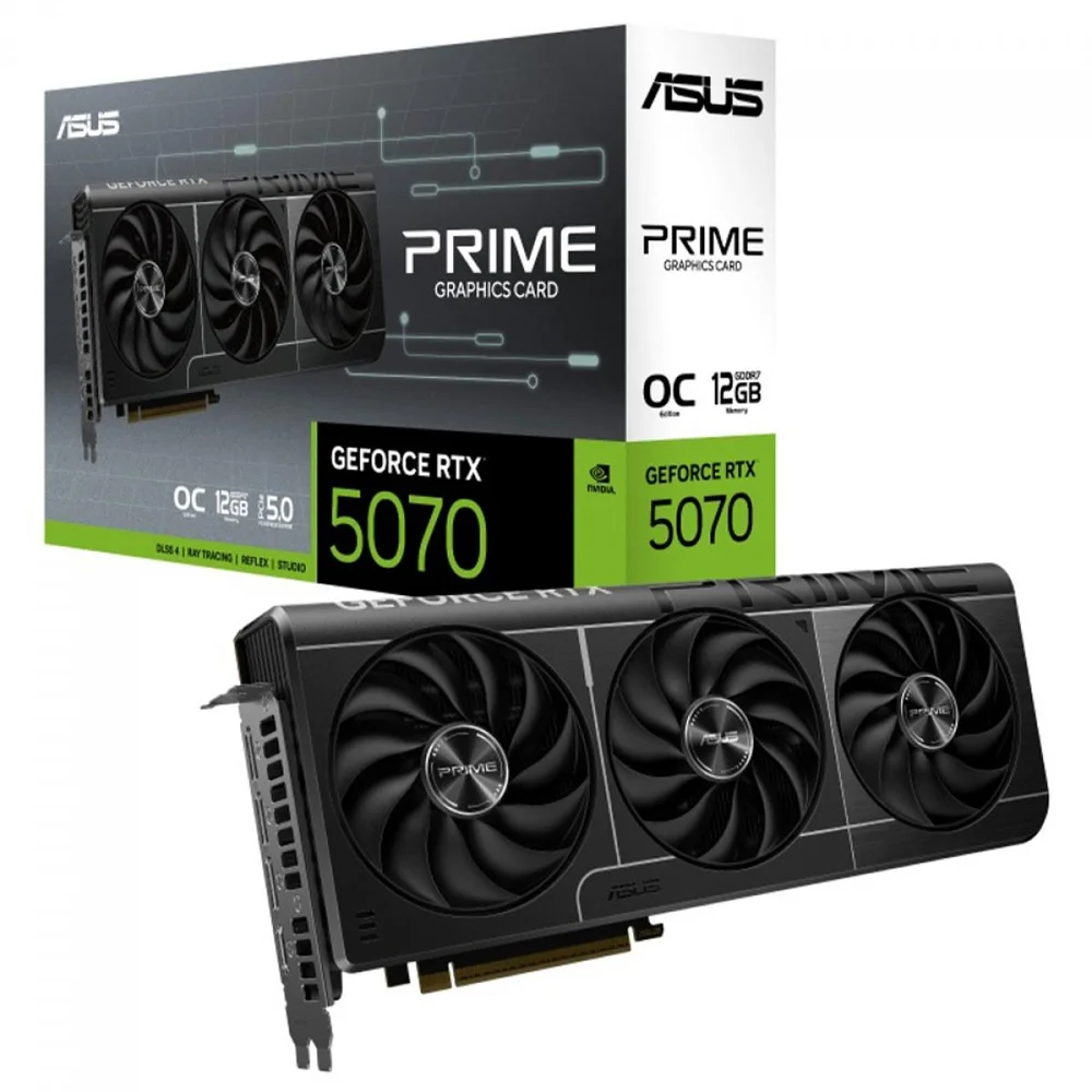 Placa De Vídeo Asus Prime Nvidia Geforce RTX 5070 Oc Edition, 12gb, Gddr7, Dlss, Ray Tracing, 90yv0m10-m0na00