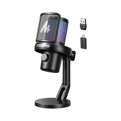 Microfone Wireless Gamer Maono Dm40 Pro Com Ai Condensador RGB Preto