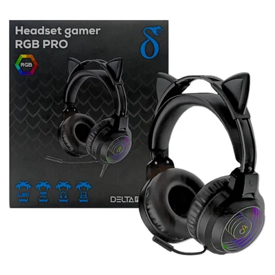 Headset Gamer RGB Pro Com Fio E Microfone On-ear Drivers 40mm - Preto