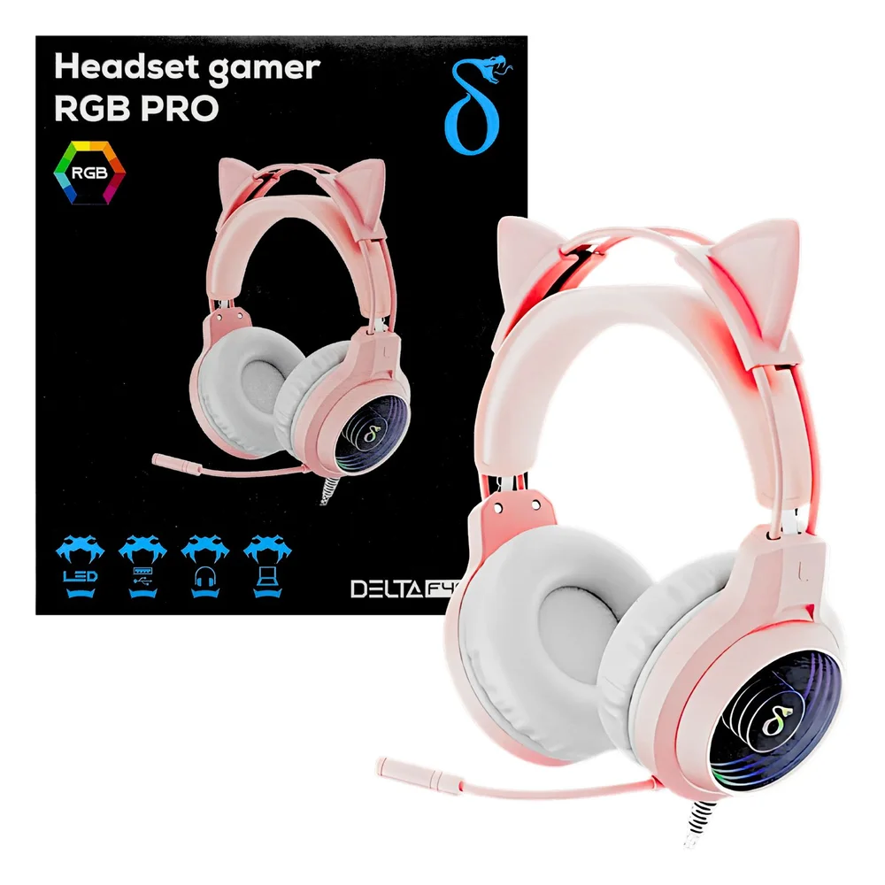 Headset Gamer RGB PRO Rosa Aitek DELTAF4032R