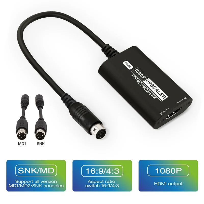 Imagem 3 de 5 do produto Conversor HDMI Compatível Com Mega Drive 1/2/3 E Snk Neo Geo – 1080p Com Suporte A 4:3 E 16:9