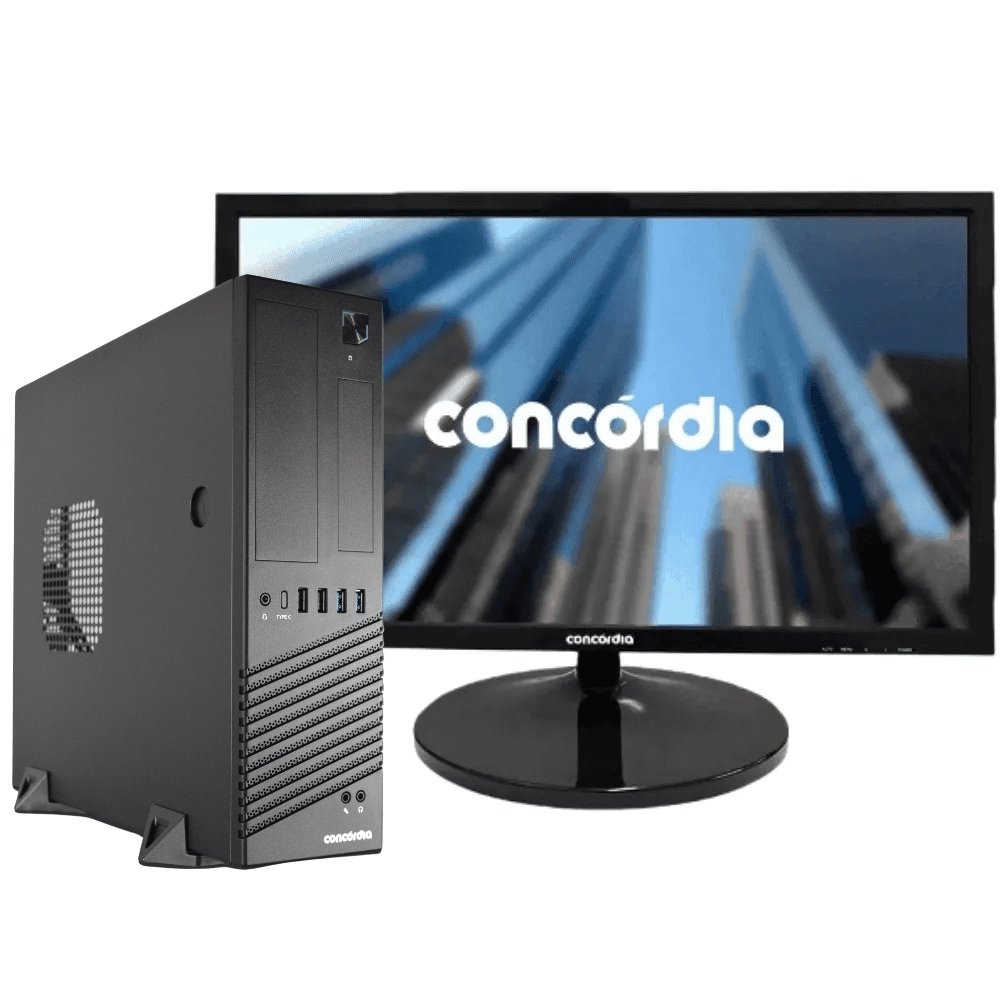 Computador Sff Concórdia Com Monitor 21.5” Processador Core i3 12100 Memória 8GB Ddr4 SSD 240GB Freedos