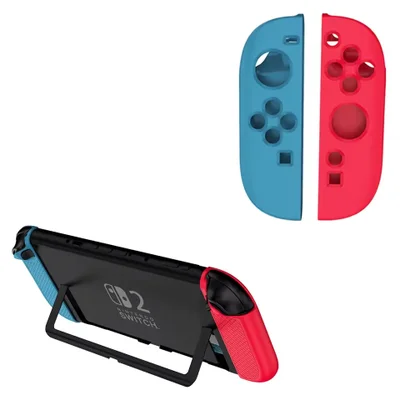 Capa Azul Vermelho Antiaderente Case Joycon 2 Nintendo Switch 2 Silicone Proteçao