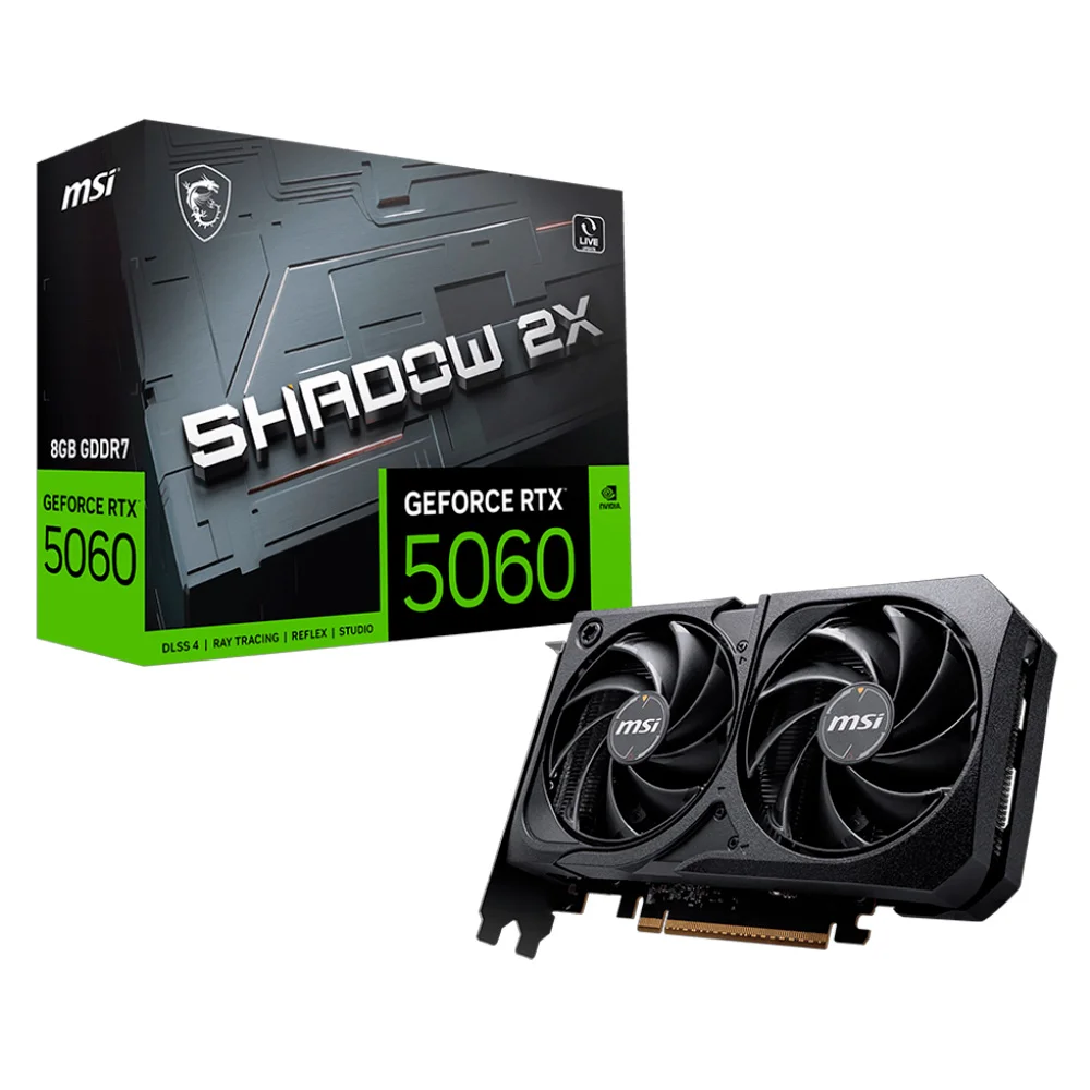 Placa De Video Msi Geforce RTX 5060 Shadow 2x Oc 8GB Gddr7 128 Bits 912-v537-037 Placa De Video Msi Geforce RTX 5060 Shadow 2x Oc 8GB Gddr7 128 Bits 912-v537-037