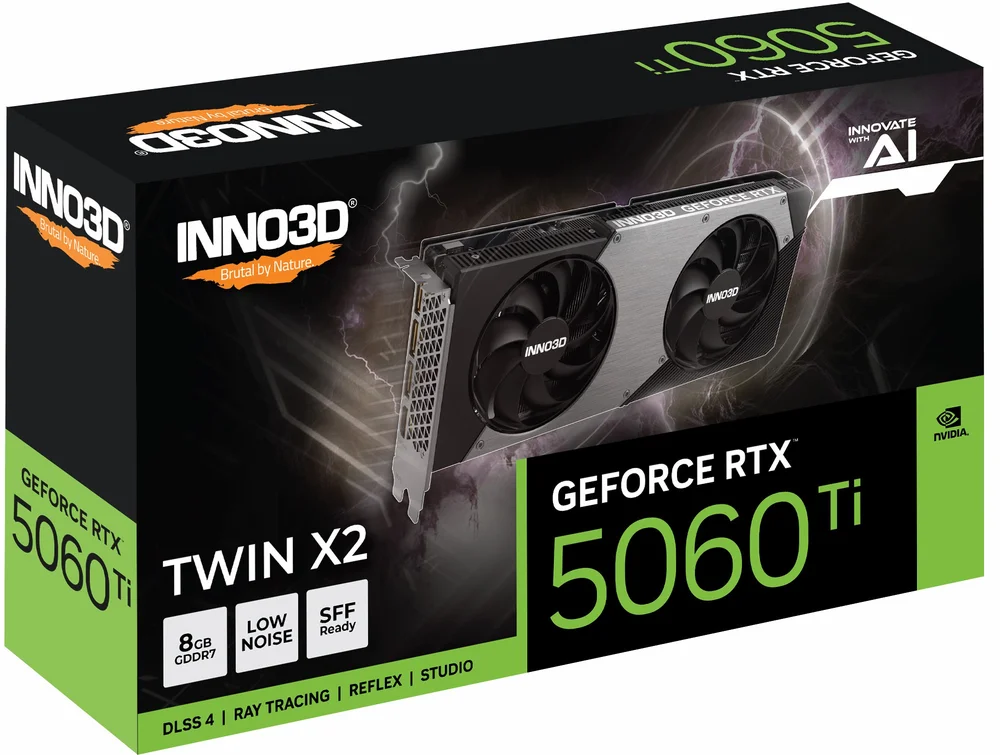 Imagem 3 de 5 do produto Placa De Vídeo Inno3d Geforce RTX 5060 Ti Twin X2, 8GB,gddr7.