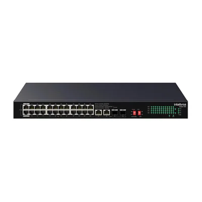 Switch Intelbras 24 Portas Fast + 2 Gigabit + 2 Sfp Hi-poe S1126f-hpa - 4760129