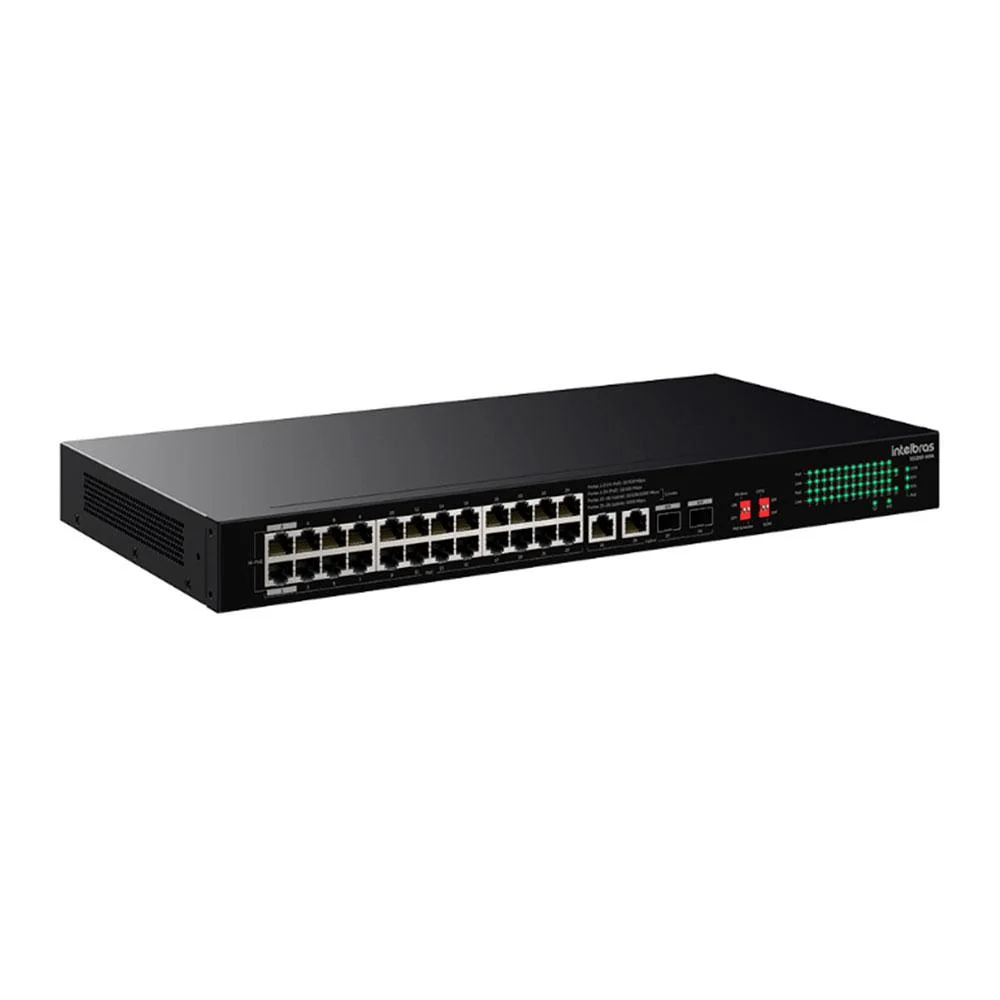 Imagem 3 de 5 do produto Switch Intelbras 24 Portas Fast + 2 Gigabit + 2 Sfp Hi-poe S1126f-hpa - 4760129