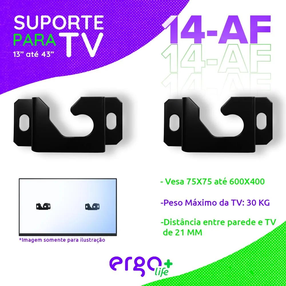 Imagem 4 de 4 do produto Suporte Fixo Para Tv 13' - 43' Ergo+ 14af