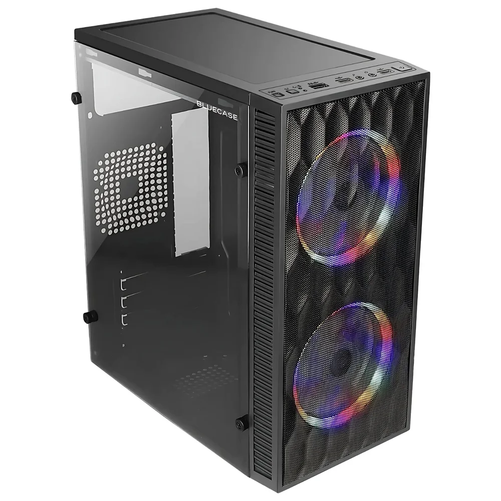 Imagem 2 de 5 do produto Gabinete Gamer Preto Mini Tower Com 2 Fans Rainbow RGB 120mm - Bluecase