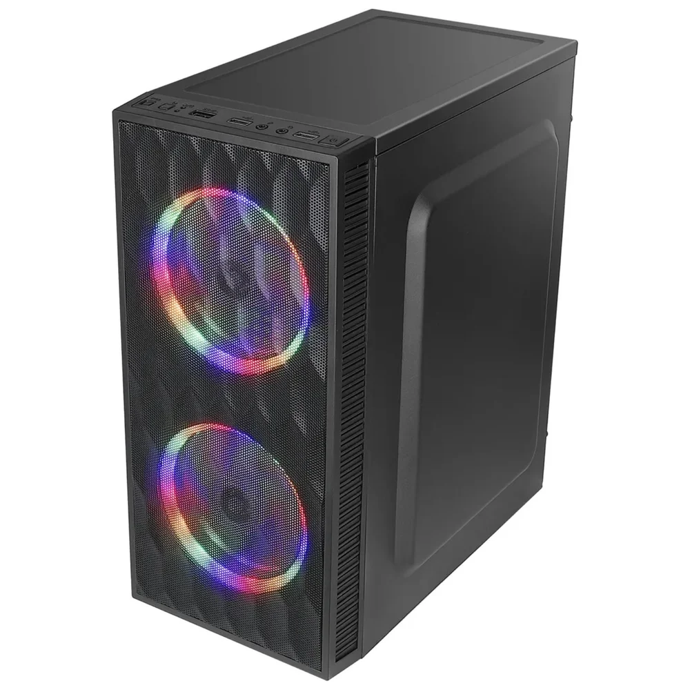 Imagem 3 de 5 do produto Gabinete Gamer Preto Mini Tower Com 2 Fans Rainbow RGB 120mm - Bluecase
