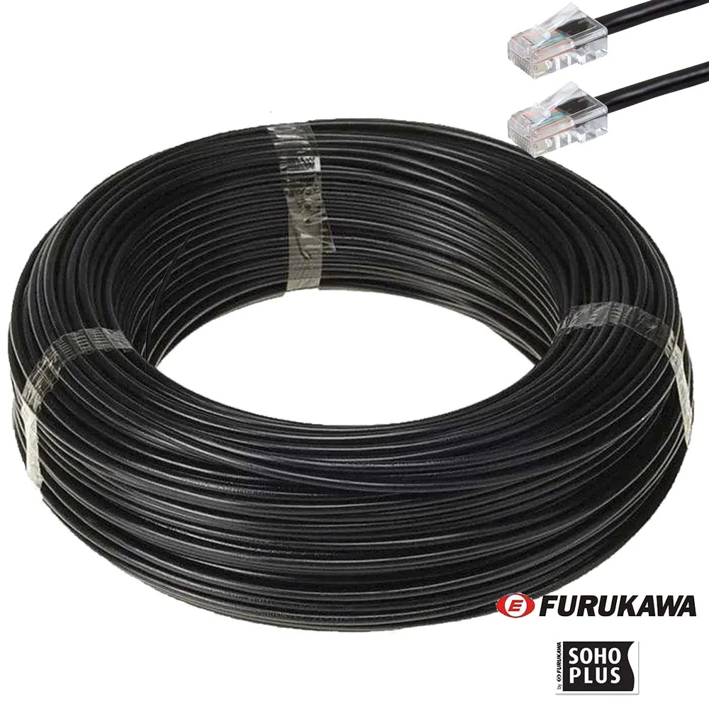 Cabo De Rede Anatel Furukawa Montado 50 Metros Cat5e Preto Cabo De Rede Anatel Furukawa Montado 50 Metros Cat5e Preto