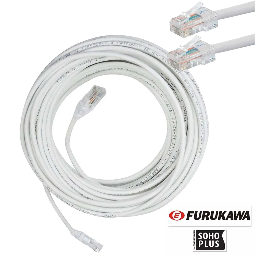 Cabo De Rede Anatel Furukawa Montado 10 Metros Cat5e Branco Cabo De Rede Anatel Furukawa Montado 10 Metros Cat5e Branco