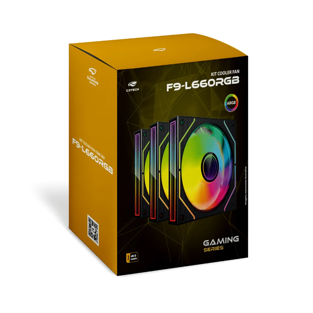 Kit Cooler C3tech RGB F9-l660bkRGB Com Controladora Preto 5