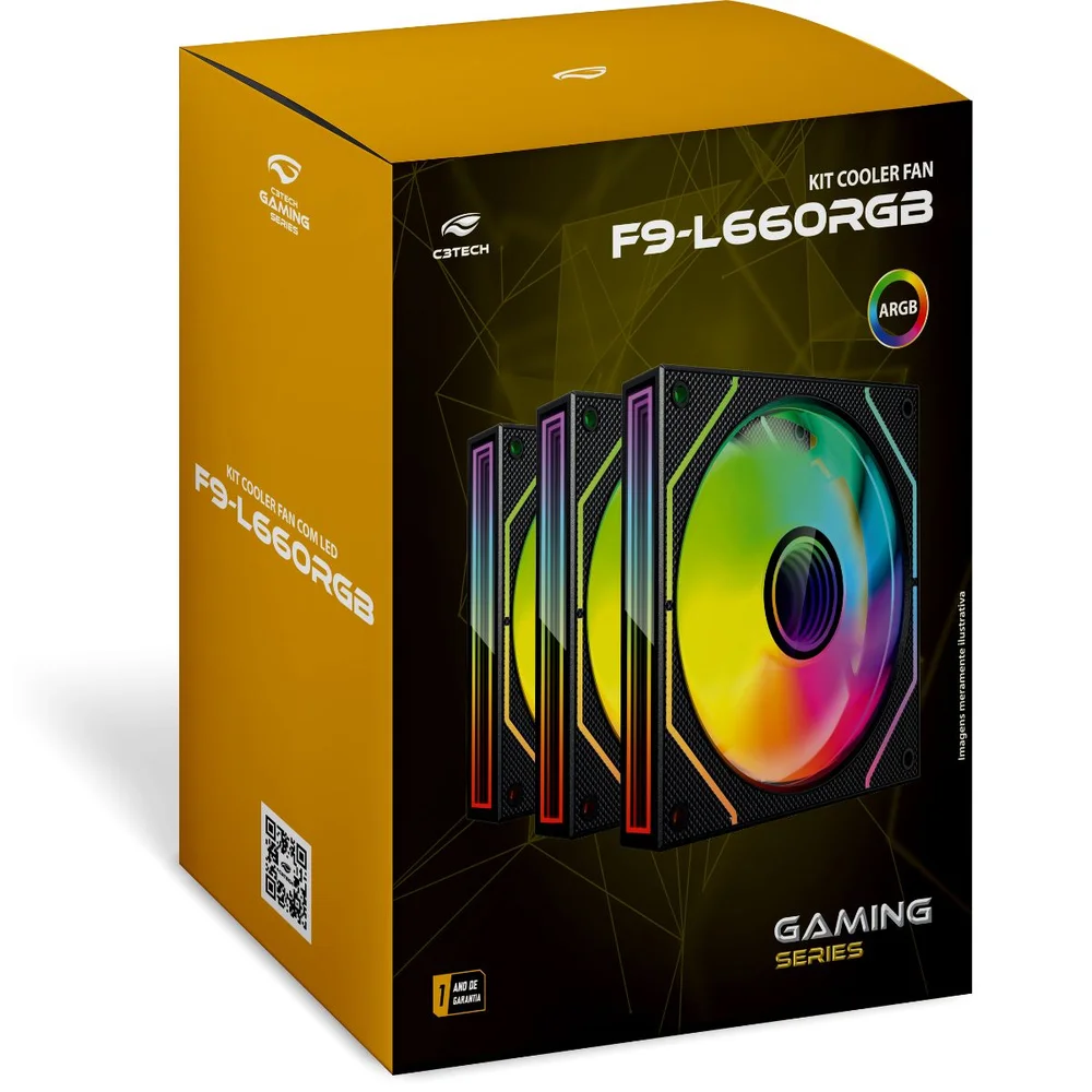 Imagem 3 de 4 do produto Kit Cooler C3tech RGB F9-l660bkRGB Com Controladora Preto