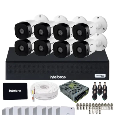 Kit 8 Câmeras Intelbras 1120b Hd Dvr Mhdx 1108-c Com SSD 512gb.