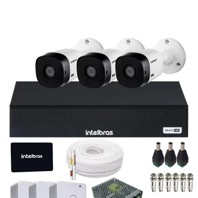 Kit 3 Câmeras Intelbras 1120b Dvr Mhdx 4 Canais Intelbars Com SSD 512gb.