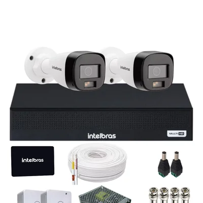 Kit 2 Câmeras Intelbras 1120b Full Color Dvr Mhdx 4 Canais Intelbars Com SSD 512gb.